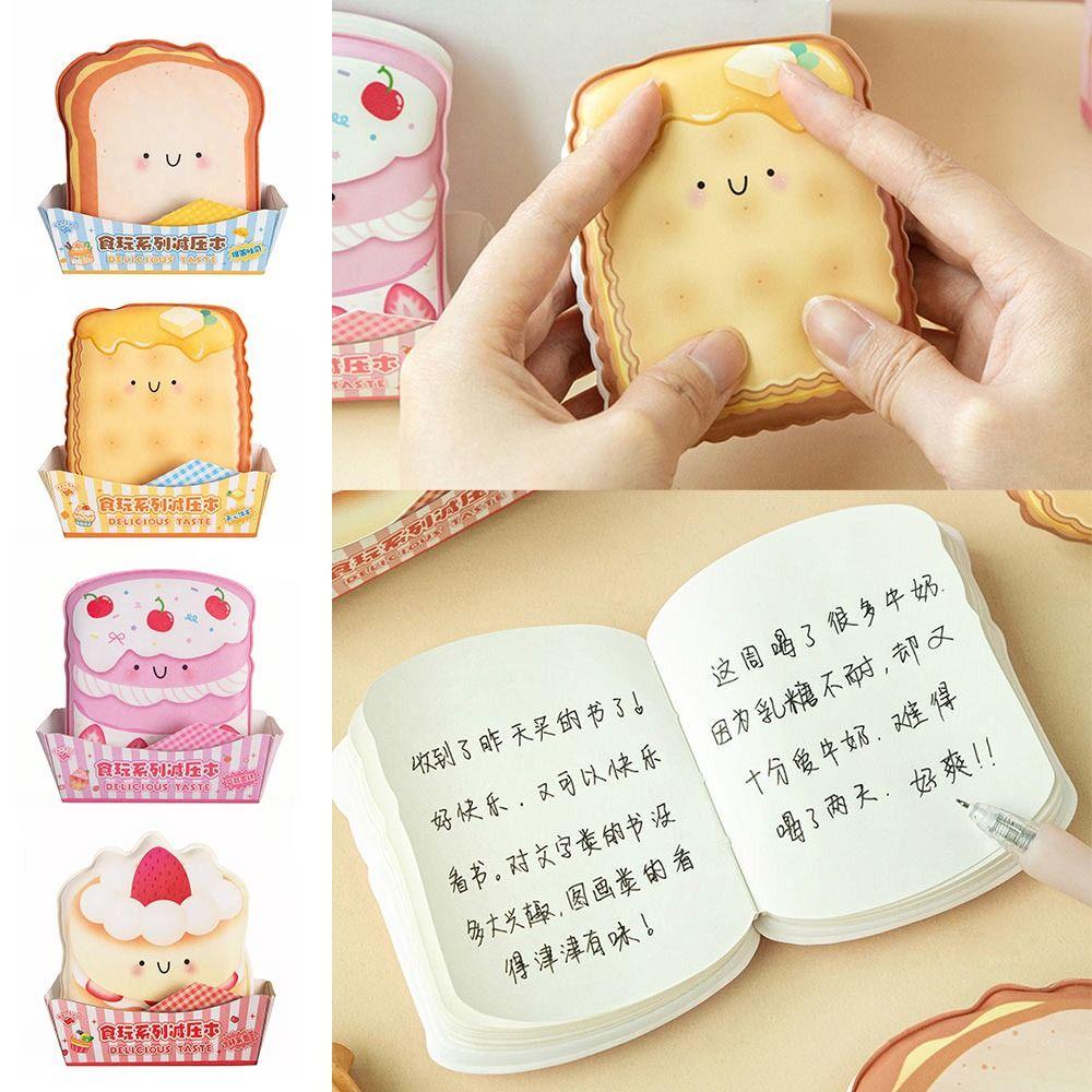 Paper Memo Pad Cartoon Toast Mini Notepad Convenient Squeeze Toy Notebook Work Supplies