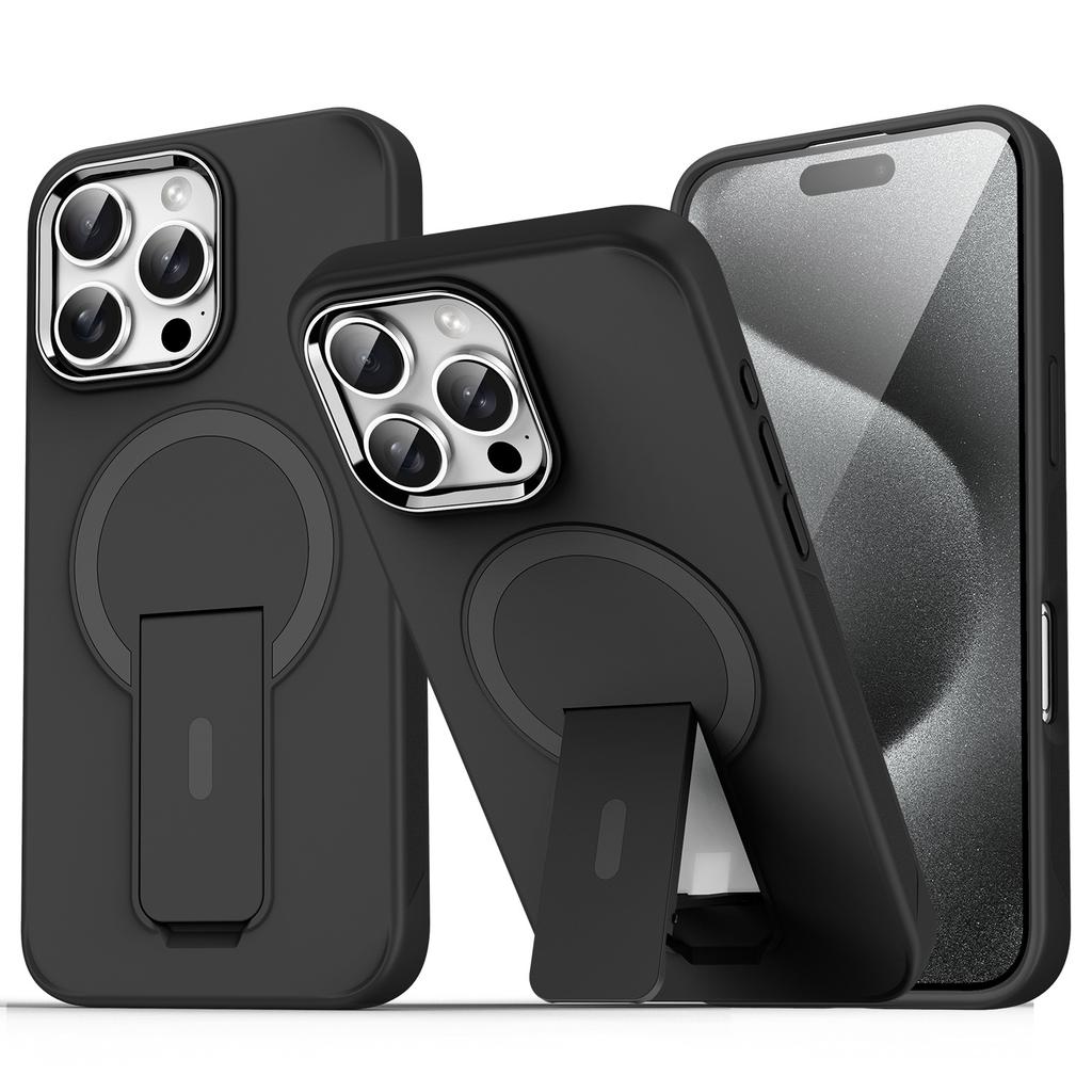 Suitable for Apple 16Promax Phone Cases, IPhone 13/14/15 Metal Lenses, Skin-feel Magnetic Sound-absorbing Stand