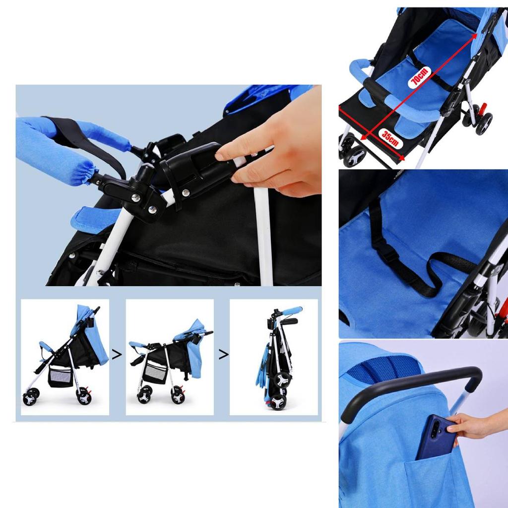 Lightweight Versatile Baby Stroller For Easy Travel Comfortable Seating And Lying Options