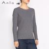Anlom Women's Striped Mulberry Silk Long-Sleeve Knit Top