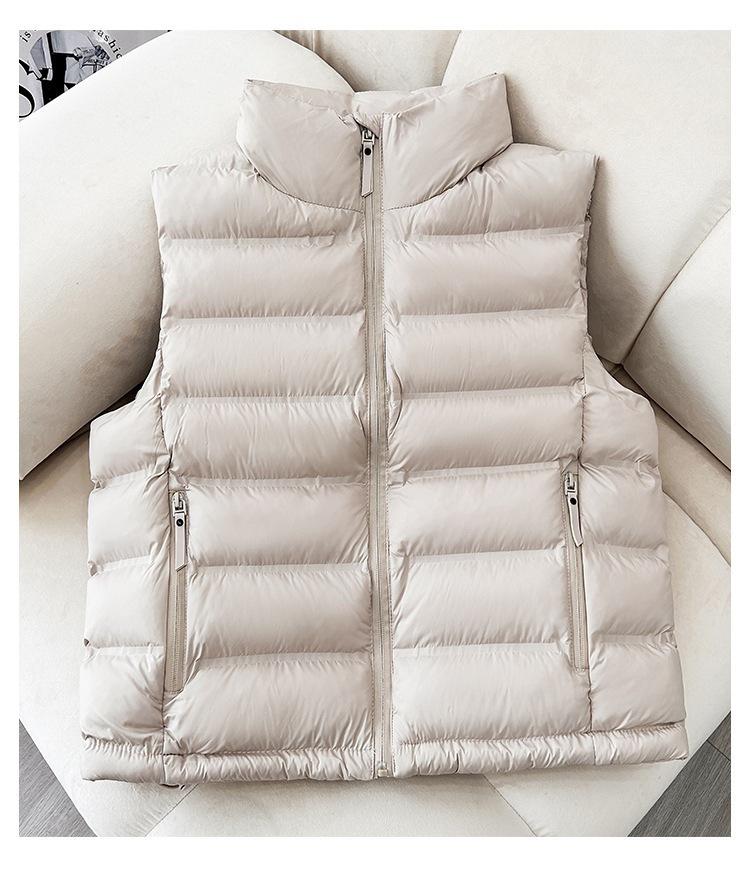 Light down cotton vest women's autumn and winter new Korean version stand-up collar vest warm vest jacket