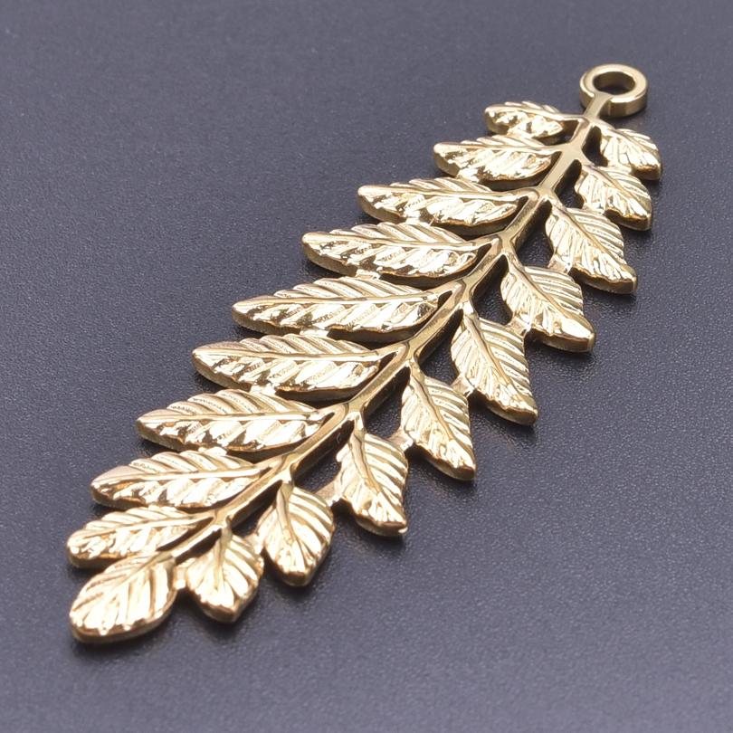 Real Gold Plated Stainless Steel Plant Charms For Jewelry Making Supplies Rose Plum Blossom Leaves 5pcs/Lot Pendant DIY Pendant