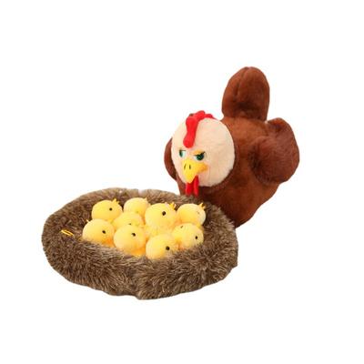 One Set Chick Family Plush Toys Chicken Mother and Baby Stuffed Animals with Nest Family Farm Play House for Kids Birthday Gifts