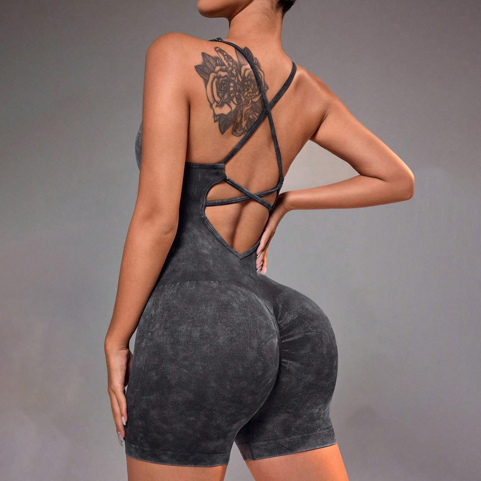 

Женский облегающий персиковый костюм для йоги с подтяжкой бедер, фитнес-костюм для коррекции фигуры M чёрный