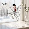 Xmas Decoration Accessories Christmas Snowman/Santa Claus/Deer Suncatcher, Stained Glass Style Pendant with Hanging Living Room Festive Decor