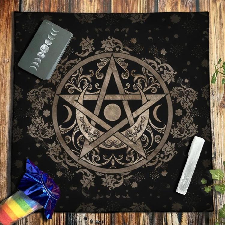 Pentagrams Pattern Tarot Card Tablecloth Altars Cloth Divinations Tapestry