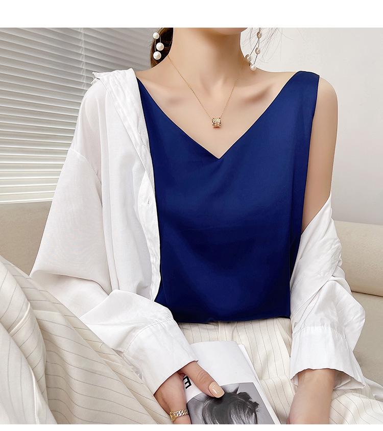 Dames Zomer Satijnen Zijden Camisole: Mouwloze Top, Basislaag van IJszijde, Veelzijdig Ondergoed of Bovenkleding