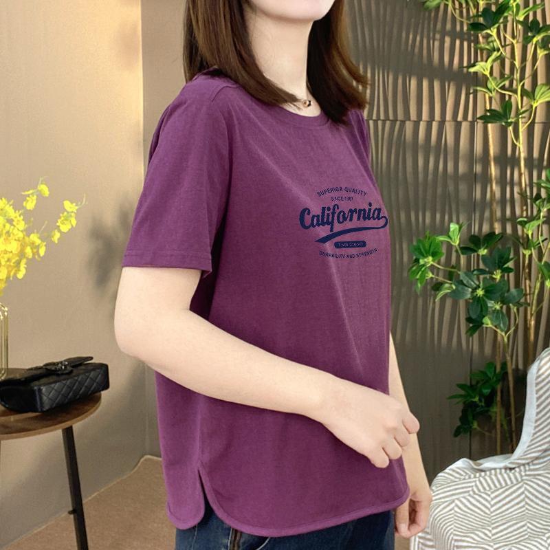 

Stylish Summer Printed T-Shirt for Moms: Loose, Slimming, Age-Reducing, Short-Sleeve Top 2XL