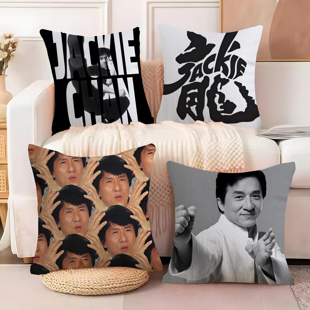 Coole Kung Fu Jackie Chan Kissenhülle Baumwoll-Leinen-Stoff Quadratisch Reißverschluss Kissenbezug Heimdekoration Wohnzimmer