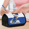 1pc The Dutch Teenager Took the Ball and Attacked Design Double Layer Flip Pencil Case - Large Capacity Zipper Closure, Durable Polyester Oval School