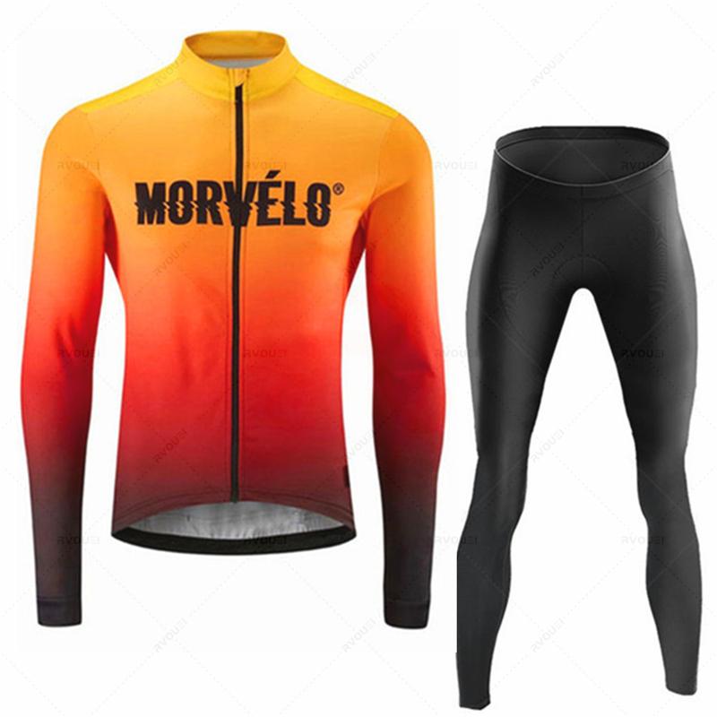 Morvelo Autumn T Men Long Sleeve Bike Clothing Uniform Maillot Ropa De Ciclismo Sports Bicycle Bib Pants 2026 Autumn Breathable Cycling Suit