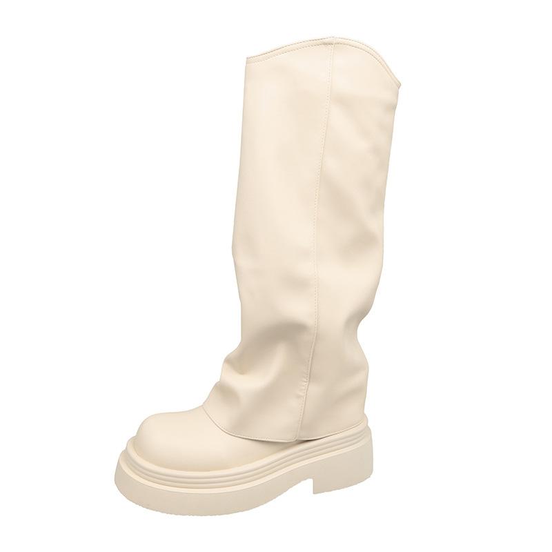 Fashion retro British style thick heel platform Martin boots women's 2025 summer versatile new trouser tube boots short boots