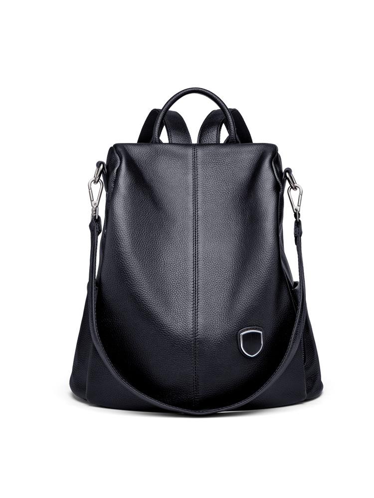 

Real Leather Backpack for Women, New Korean Style Trendy and Versatile. First Layer Cowhide Soft Leather, Large Capacity Women s Backpack чёрный