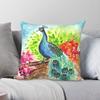 Colorfu Watercolor Peacock Pillowcase Polyester Linen Velvet Pattern Zip Decorative Pillow Case Car Cushion Cover