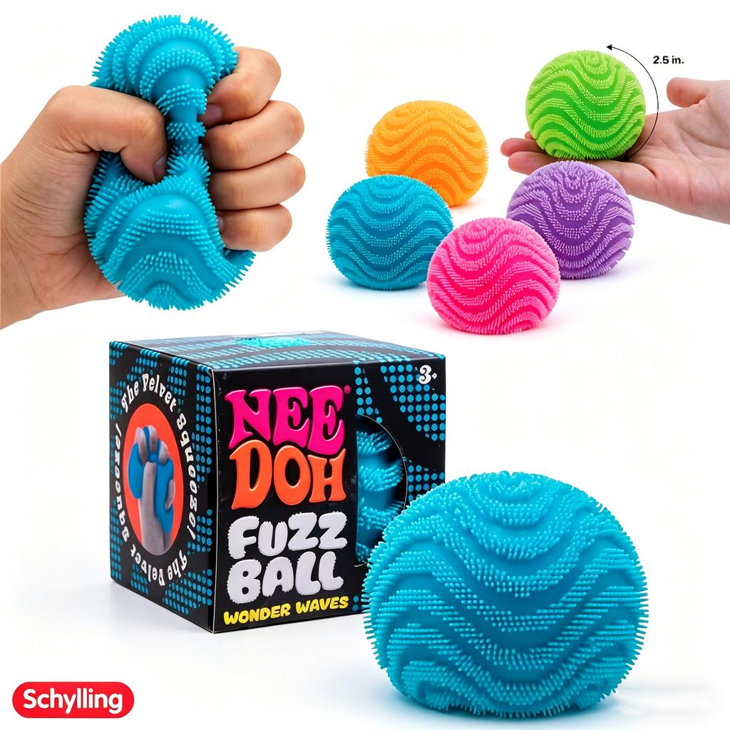 Nee Doh Fuzz Ball Wonder Waves Senzorická mačkací hračka Texturovaná antistresová Fidget míček pro dospělé i děti
