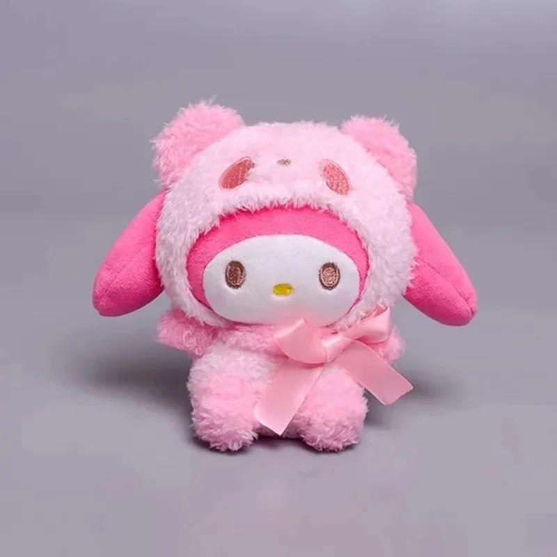 @Mini Kawaii Sanrio Keychain Plush Kuromi Doll Keyring Hello Kitty Plushie Cinnamoroll KeyChains Bag Pendant Toy Gift