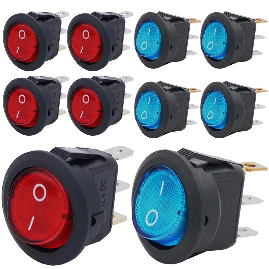 8 buc KCD1 On/Off 3 pini 2 poziții Snap 20A 12V LED Roșu Comutator Basculant Rotund pentru Barcă cu LED Pentru Înlocuire DIY Casnic