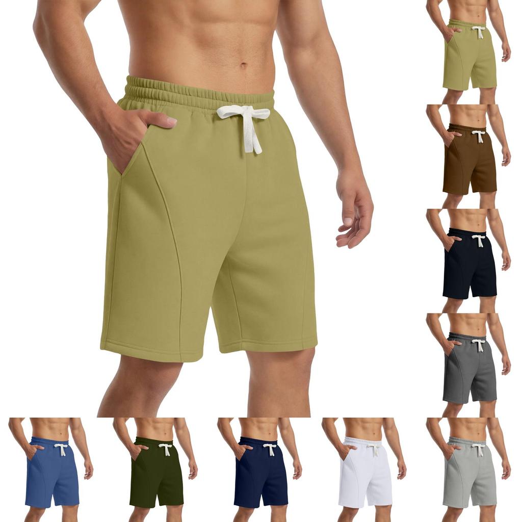 Herren Freizeit Sportshorts Elastischer Bund Kordelzug Taschen Leicht Bequem Sitz Fitnessstudio Laufen Training Sportbekleidung