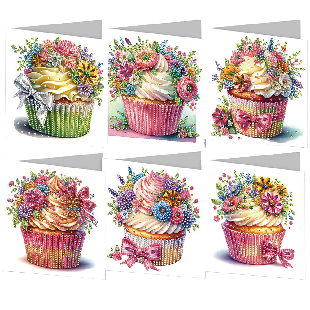 6pcs Diamond Painting Greeting Cards Handmade 5D Rhinestone Embroidery Arts Cards Kits Arts Crafts for Birthday Thanksgiving Day