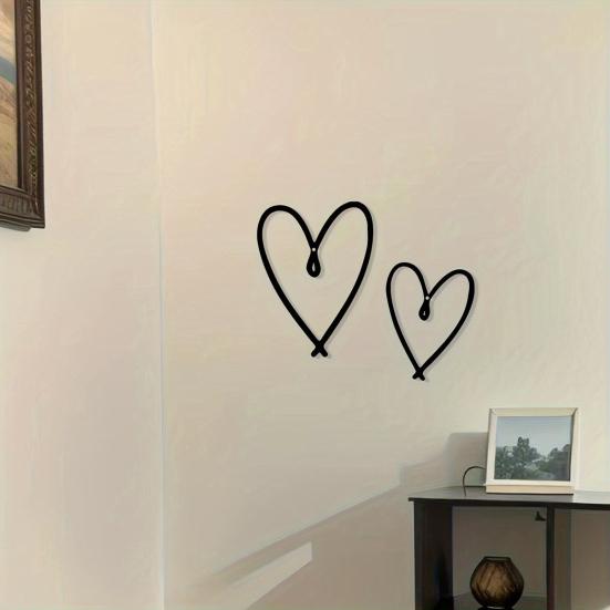 2 Stück Metall Liebesherz Wandform Wandkunst Skulptur Heimdekoration Hohlherz Wohnzimmer