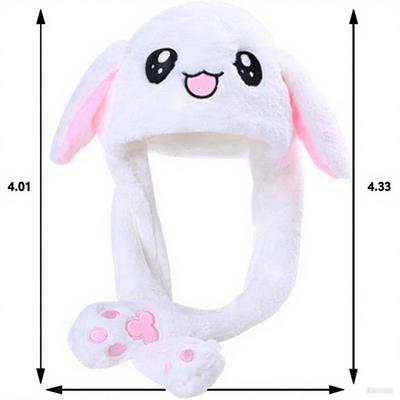 Women's Girls Plush Animal Rabbit Ears Hat Hat with Wiggle Ears Movable Ears, Press the Animal Hat Make the Ears Move Toy Birthday Gift Cosplay