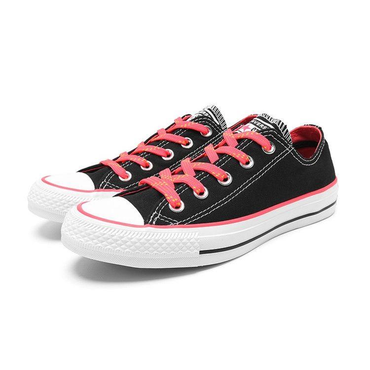 Converse Chuck Taylor All Star Ctas Ox Tela Comode Casual Antiscivolo Ammortizzanti Basse Scarpe da Skate Sneaker Donna Rosa Nero 564346C