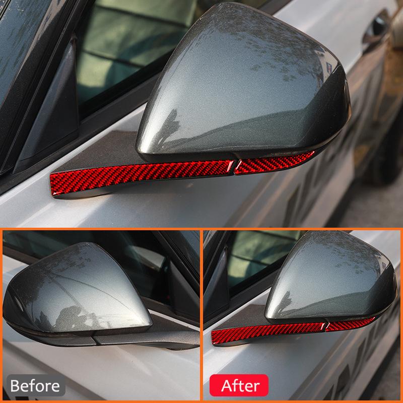 Carbon Fiber Car Rearview Mirror Anti-Scratch Base Strips Protective Interior Decoration Sticker For Ford Mustang 2015-