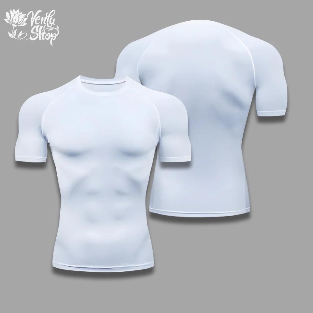 2024PRO Men's Fitness Quick-Dry Bodybuilding T-Shirt - Breathable, Tight Abdomen Shaping, Short Sleeve.