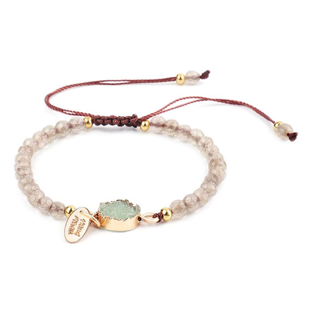 Charm Fashion Weave Rope 4MM Bead With Stone Bangle Natural Stone Handmade Bracelet Jewelry