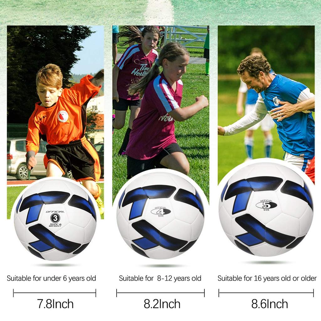 SYNGUCK Fußball Größe 3 Packungen mit Luft Futsal Weich Offiziell Hoch Sportausrüstung 5, Pumpe, Training, Leichtgewicht, Material, Wasserdicht, Langlebig,