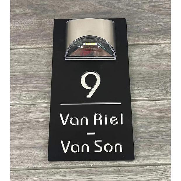 ZXH Personalized Solar Modern Door Plaque,address Plaque Lighted with Led,Custom 3d Laser Engraving Street Name Houses Address Plaque Sign,lighted