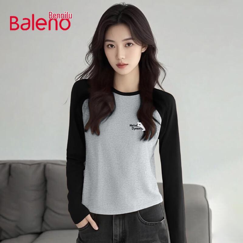 Baleno Women s Color-Block Kitten Print Long Sleeve T-Shirt L