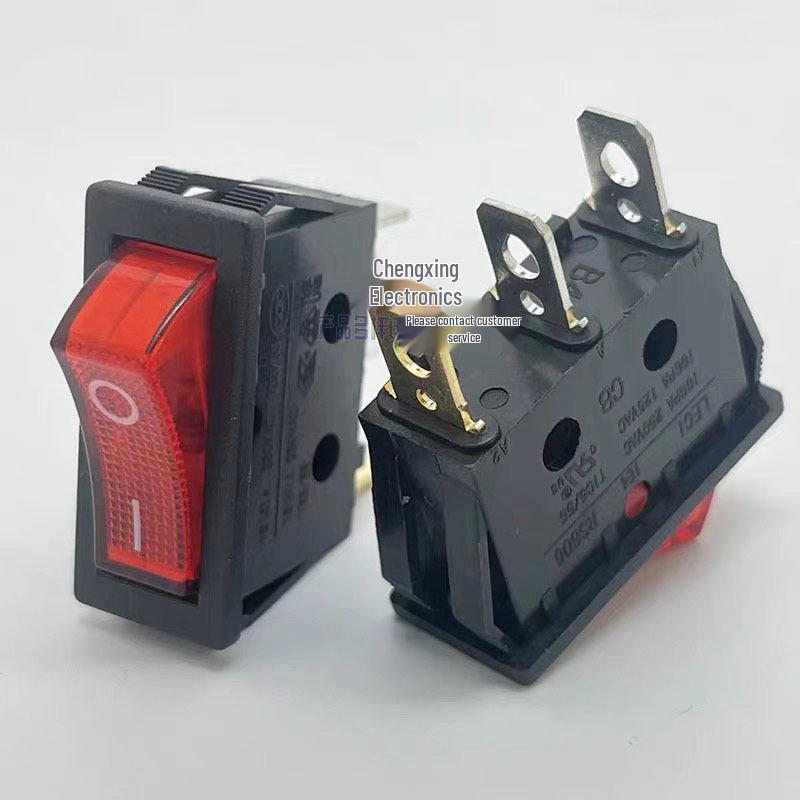 LECI RS606B Boat Rocker Switch, 4-pin, 32x14mm, red light, three-leg, multi-certification, 16A 250V