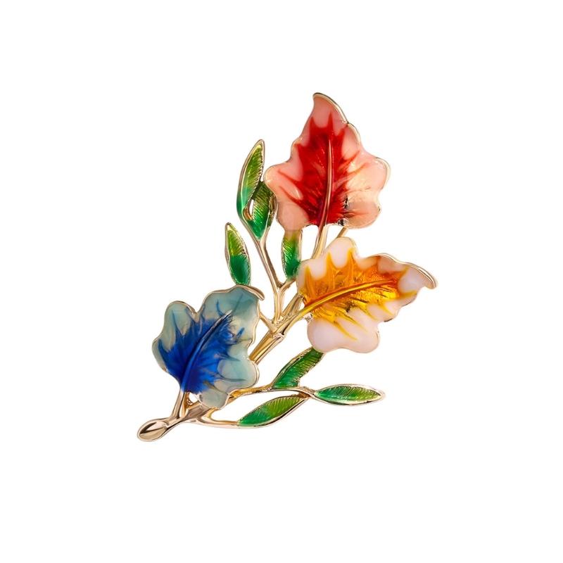 

Vintage Enamel Leaf Brooch Pin Elegant Unisex Chest Pin Clothing Accessory For Casual Party Wear 2 Color Optional