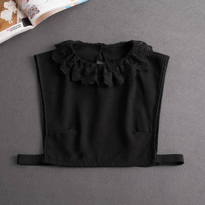 Front Tie White Fake Collar Stand Beads Detachable Collar Fake Women Vintage Crystal Lace Ladies False Blouse Collar Half Shirt