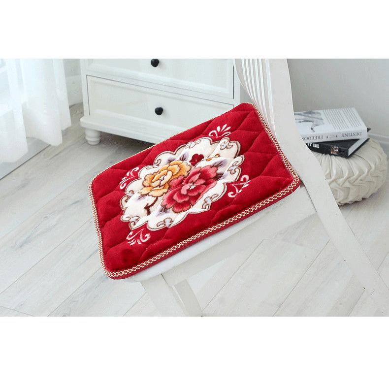 WTEMPO Rutschfestes Plüschkissen, verdicktes Innenblumenmuster, Stuhlkissen, weiches, warmes Bürokissen