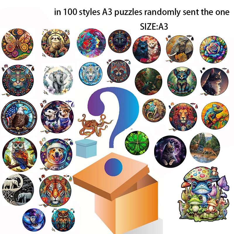 150pcs Animal Wooden Puzzle Ideal for Adults Children A3 A5 3D Wood DO-IT-YOURSELF Crafts Shaped Christmas Present Wooden Jigsaw Puzzle Box