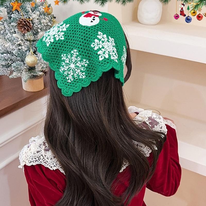 Hair Scarf Knitted for Christmas Creative Snowflake Headband Birthday Gift