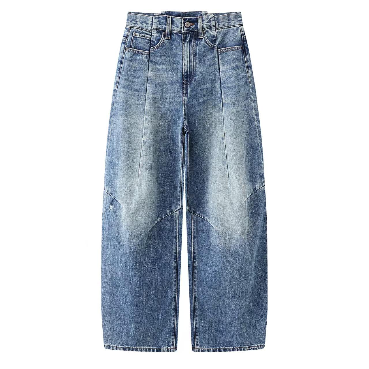 

Spring 2026 Retro Irregular Patchwork Denim Banana Pants Large синий/джинсовый