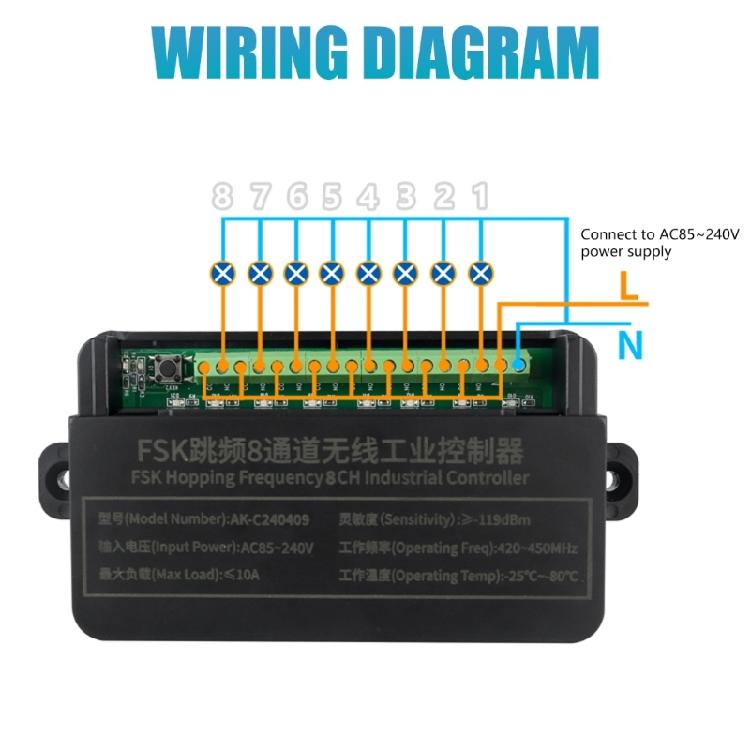 8Way Wireless Remote Switches Remote Controller with Long Ranging for 12V-36V Motors,Fan, lamp, Roller Door