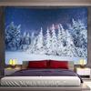 Weihnachten Schnee Szene Home Kunst Wandteppich Weihnachtsbaum böhmische Dekoration psychedelische Szene Wandbehang