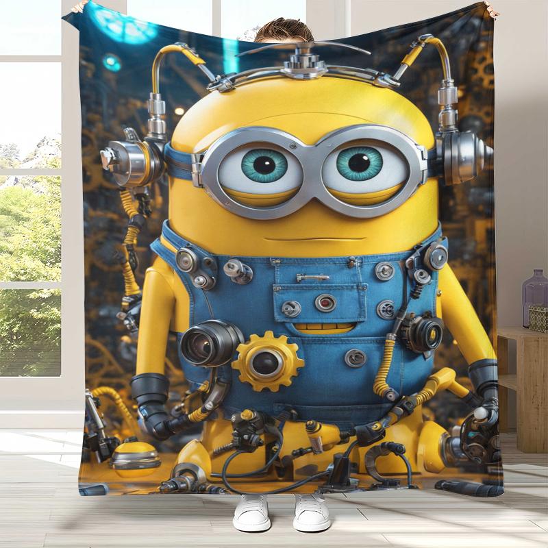Cute Minions cartoon Flannel Blanket,Ultra Soft Warm Plush Throw for Home Bedroom Bed Sofa Cover Camping Picnic gift kids 75x90cm