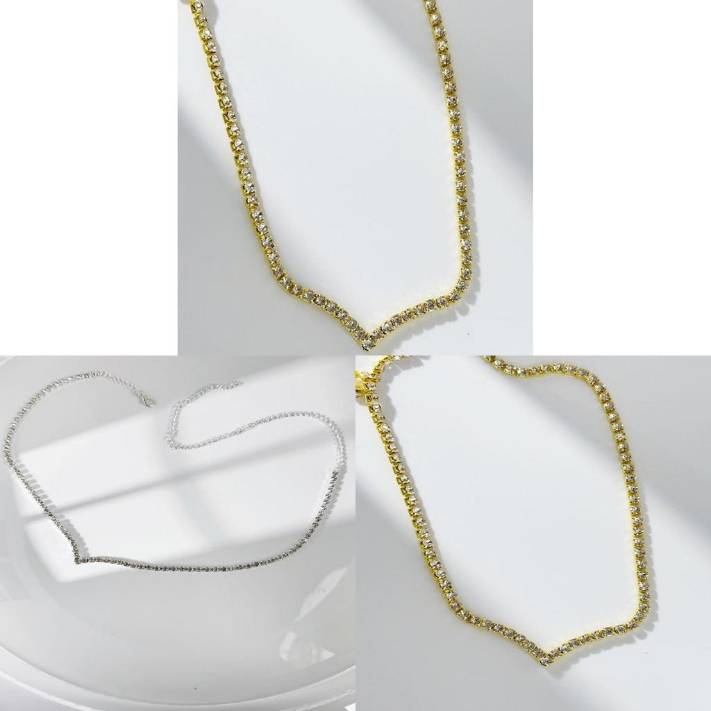 Water Diamond Geometric Necklace For Women With Electroplated Finish And Stylish Line Design