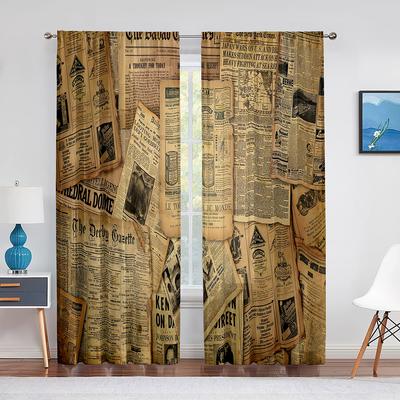 Vintage Old Historic Newspaper Art Design Sheer Curtain for Living Room Voile Window Blinds Bedroom Drape Kitchen Tulle Curtains