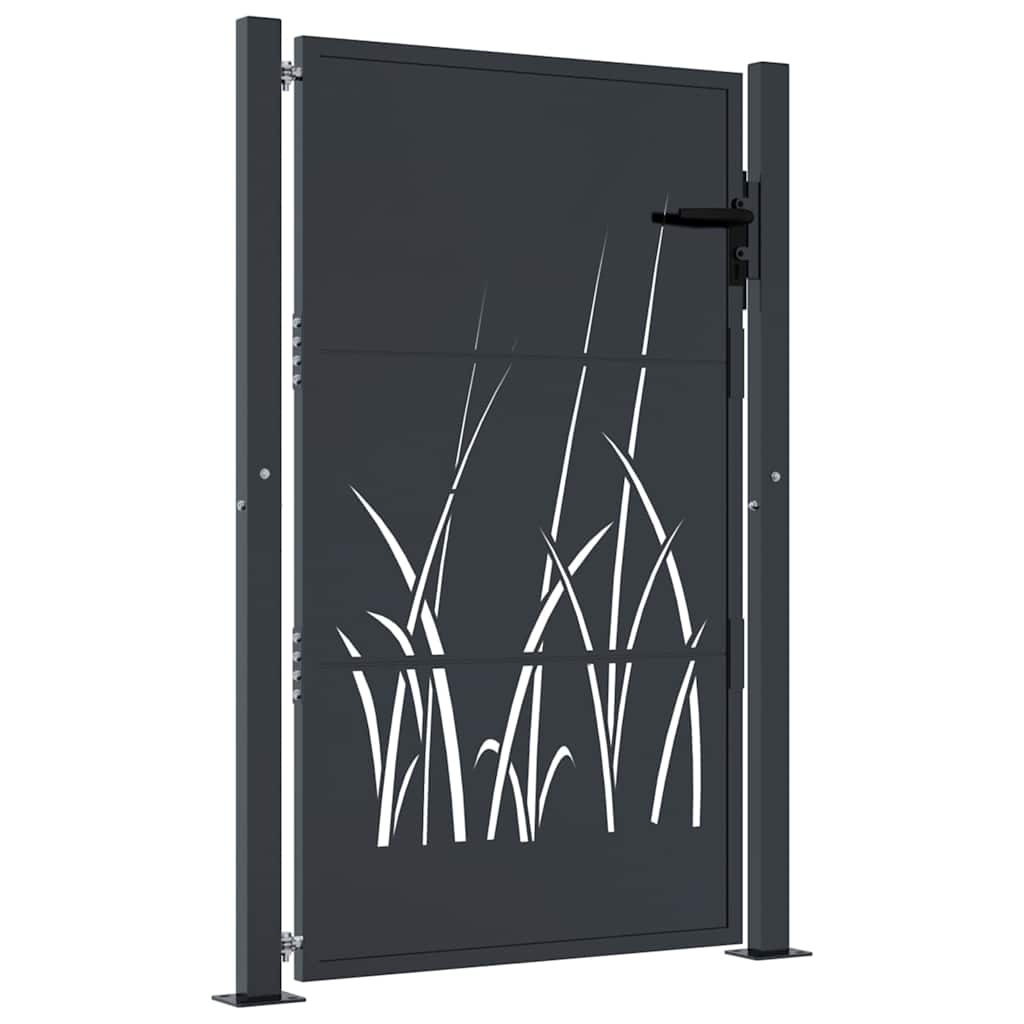 vidaXL Gartentor Anthrazit 100x150 Cm Stahl Gras-Design