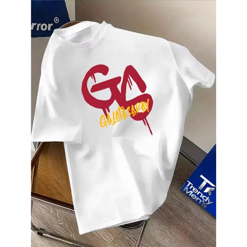 European Sizes Men's GO Galatasaray & Graphic T-Shirt - Retro Hip-Hop Style, Soft Breathable, Short Sleeve Round Neck Casual Summer Shirt