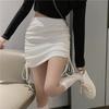 Fashion High Waist Drawstring Sexy Short Skirt Women Solid Slim Fit Casual Hip Wrap Skirt Loose A Line Elegant Vintage Office Ladies Skirts 25660