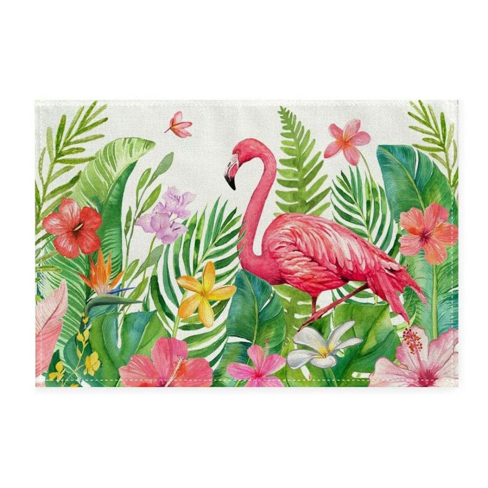 Heat Resistant Table Mat Anti Slip Tableware Pad Green Plants Linen Placemat  Table Decoration