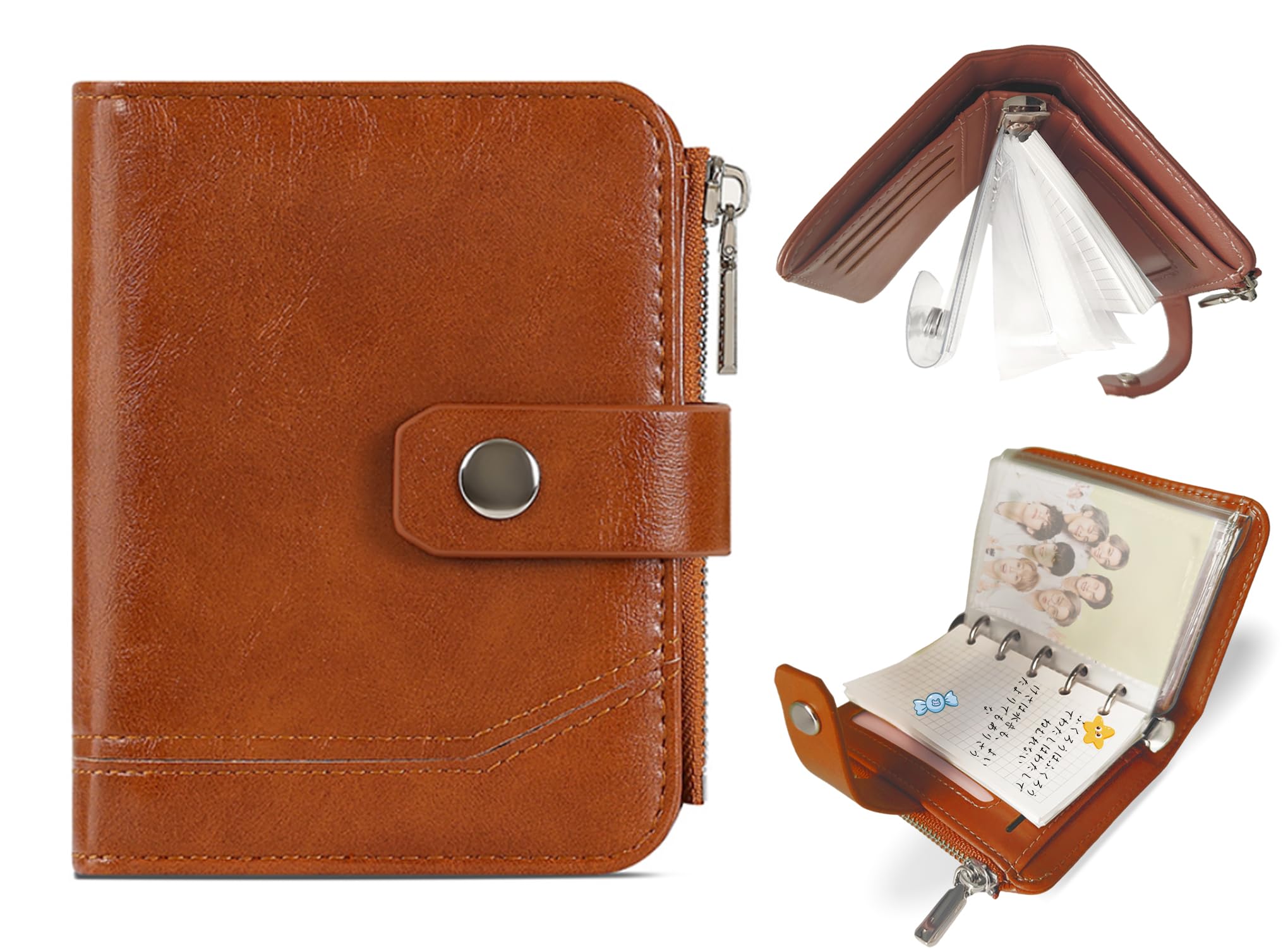 

New Bifold Wallet for Women and Men, Business Planner with Photo and Card Slots, No Coin Purse, Cute and Stylish, M5 Inner Pages, PU Leather Binder,