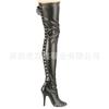 Spring Black Pointed Head Banquet Round Head Adhesive Bottom One Size Solid Color High Top Stiletto Fashion Boots 12cm